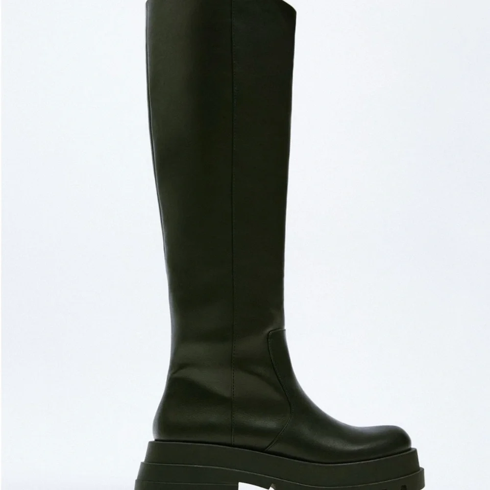 Zara Black Over-the-Knee Chunky Platform Boots